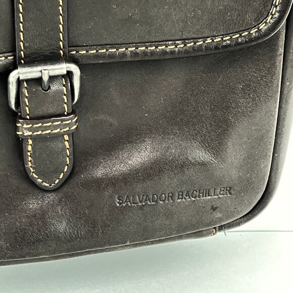 Salvador Bachiller Small Leather Messenger Style Bag Unisex Crossbody - Picture 2 of 9